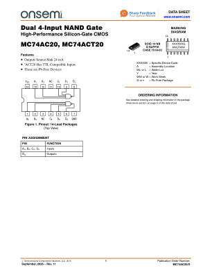 MC74AC20 datasheet cover page