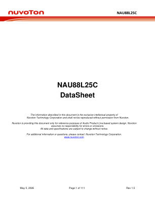NAU88L25C 数据手册首页