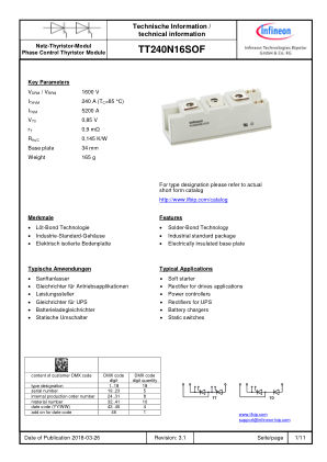 TT240N16SOF datasheet cover page