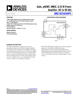 HMC1022ACHIPS 数据手册首页