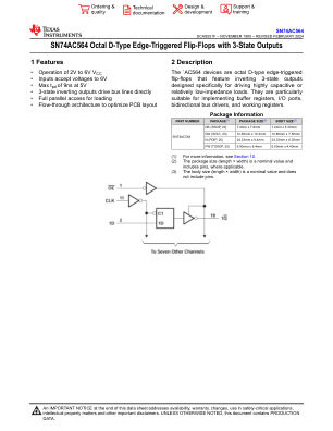SN74AC564 datasheet cover page