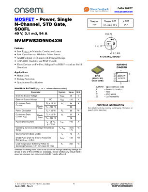 NVMFWS2D9N04XM 数据手册首页