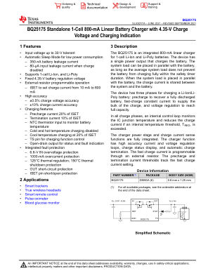 BQ25175 datasheet cover page
