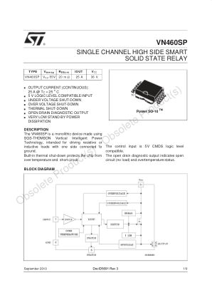 VN460SP 数据手册首页