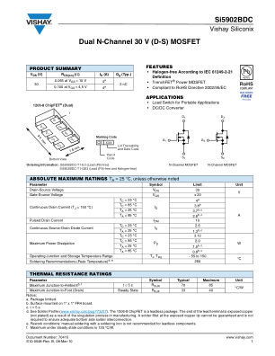 SI5902BD 数据手册首页