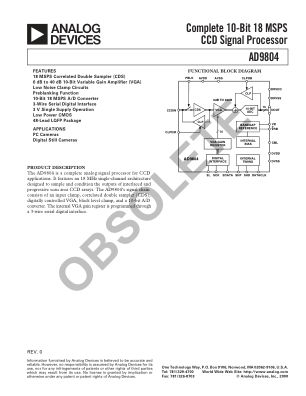 AD9804 datasheet cover page