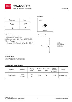 2SAR583D3TL datasheet cover page