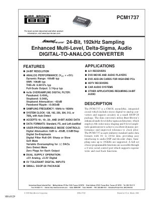 PCM1737 datasheet cover page