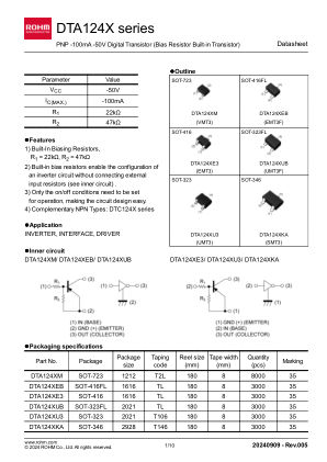DTA124XE3 数据手册首页