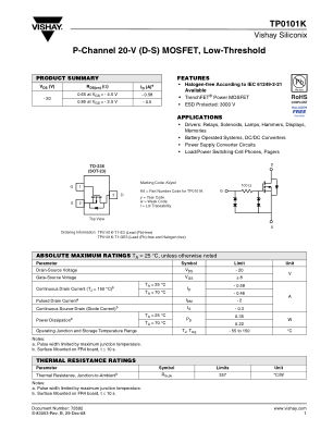 TP0101K datasheet cover page