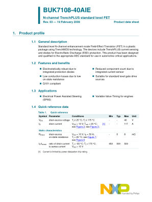 BUK7108-40AIE datasheet cover page
