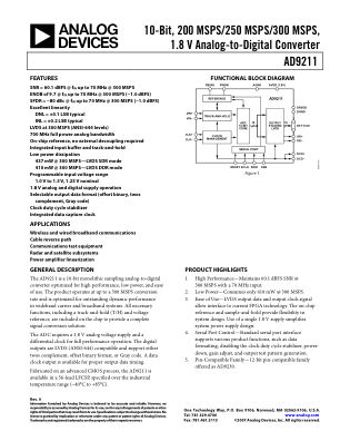 AD9211 datasheet cover page