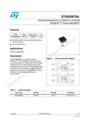 STS4DNF30L datasheet cover page