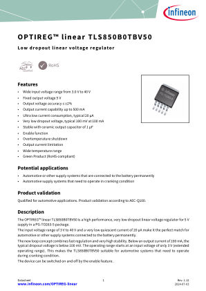 TLS850B0TB-V50 datasheet cover page