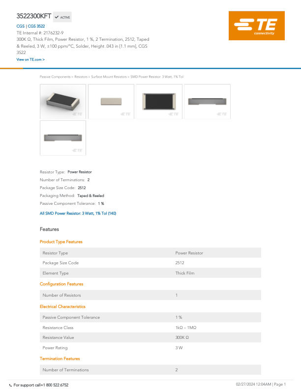 3522300KFT datasheet cover page