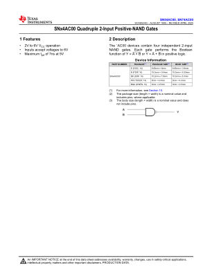 SN74AC00 datasheet cover page