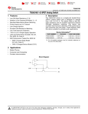 TS5A3160 datasheet cover page