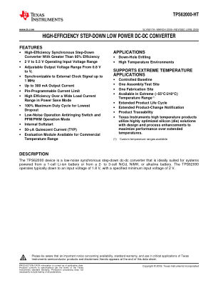 TPS62000-HT datasheet cover page