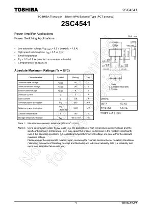 2SC4541 datasheet cover page