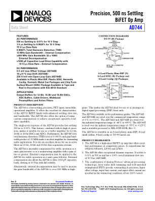 AD744 datasheet cover page