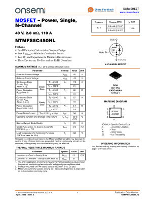 NTMFS5C450NL 数据手册首页