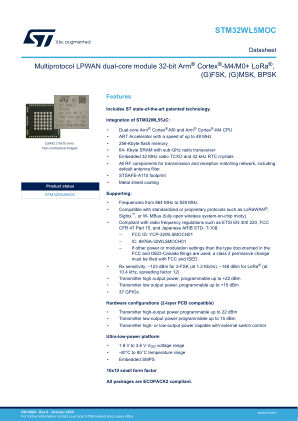 STM32WL5MOC datasheet cover page