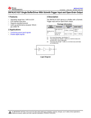 SN74LVC1G37 数据手册首页