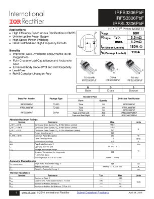 IRFS3306 datasheet cover page