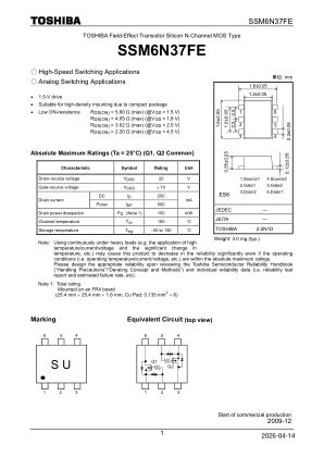 SSM6N37FE datasheet cover page