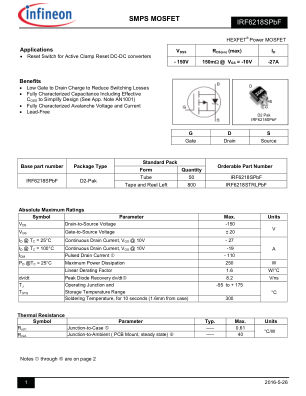 IRF6218S datasheet cover page