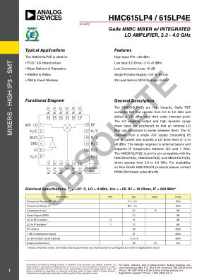 HMC615 datasheet cover page