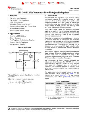 LM317-N-MIL datasheet cover page