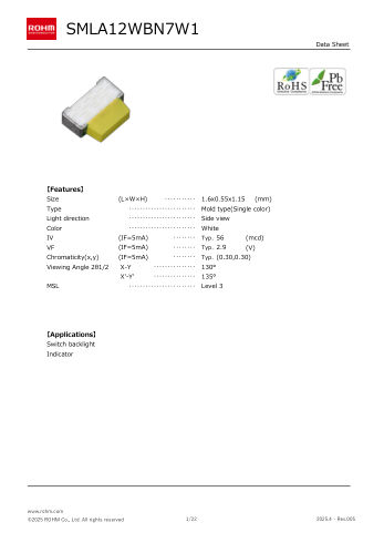 SMLA12WBN7W datasheet cover page