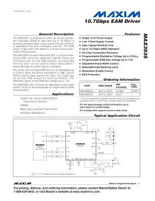 MAX3935 datasheet cover page