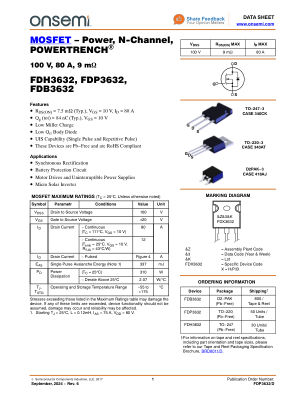 FDP3632 datasheet cover page