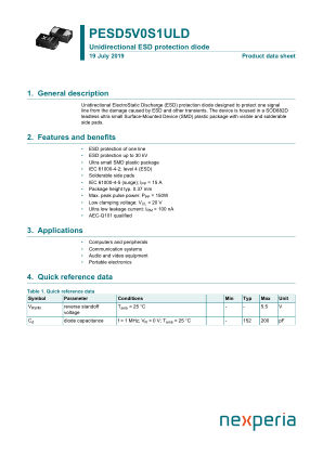 PESD5V0S1ULD datasheet cover page