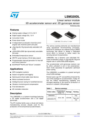 LSM320DL datasheet cover page