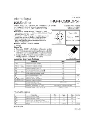 IRG4PC50KD datasheet cover page