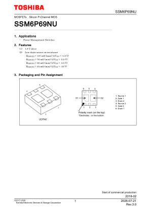 SSM6P69NU 数据手册首页