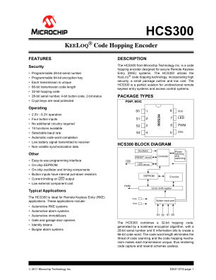 HCS300-I 数据手册首页