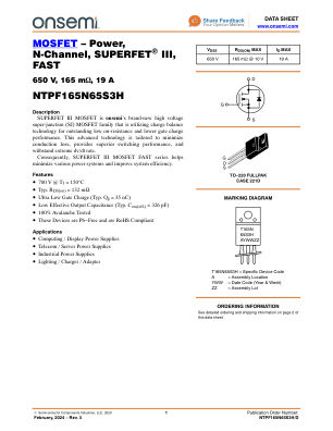 NTPF165N65S3H datasheet cover page