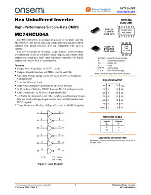 MC74HCU04A datasheet cover page