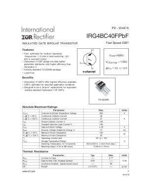 IRG4BC40F 数据手册首页