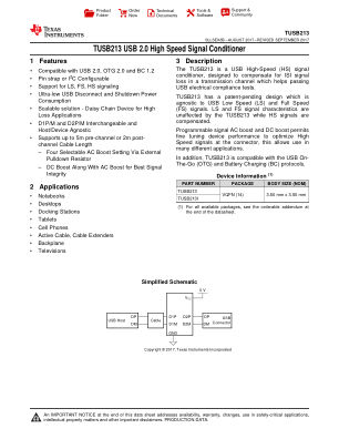 TUSB213 datasheet cover page