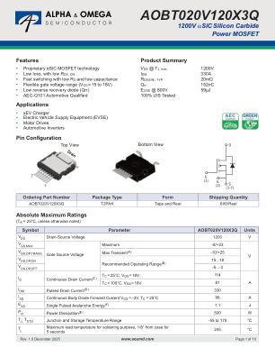 AOBT020V120X3Q datasheet cover page