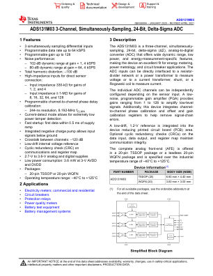ADS131M03 datasheet cover page