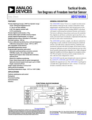 ADIS16488A 数据手册首页
