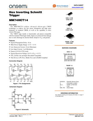 MM74HCT14 数据手册首页
