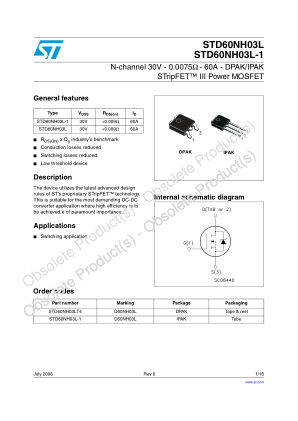 STD60NH03L datasheet cover page