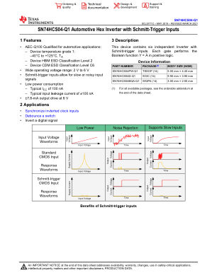 SN74HCS04-Q1 数据手册首页